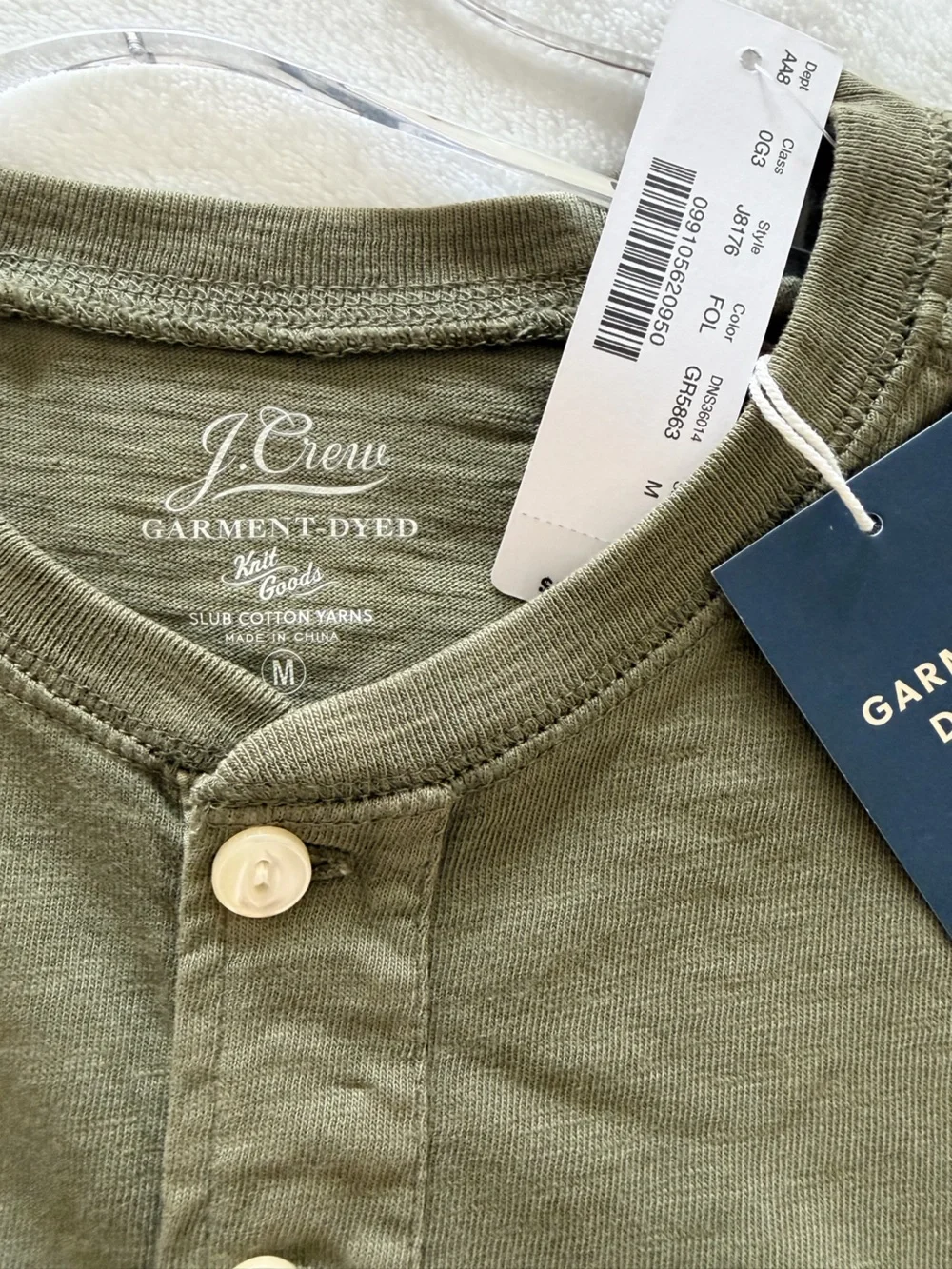 J.Crew Men's Garment Dyed Slub Cotton Henley Medium
